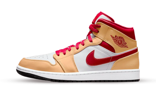 Air Jordan 1 Mid Light Curry Cardinal